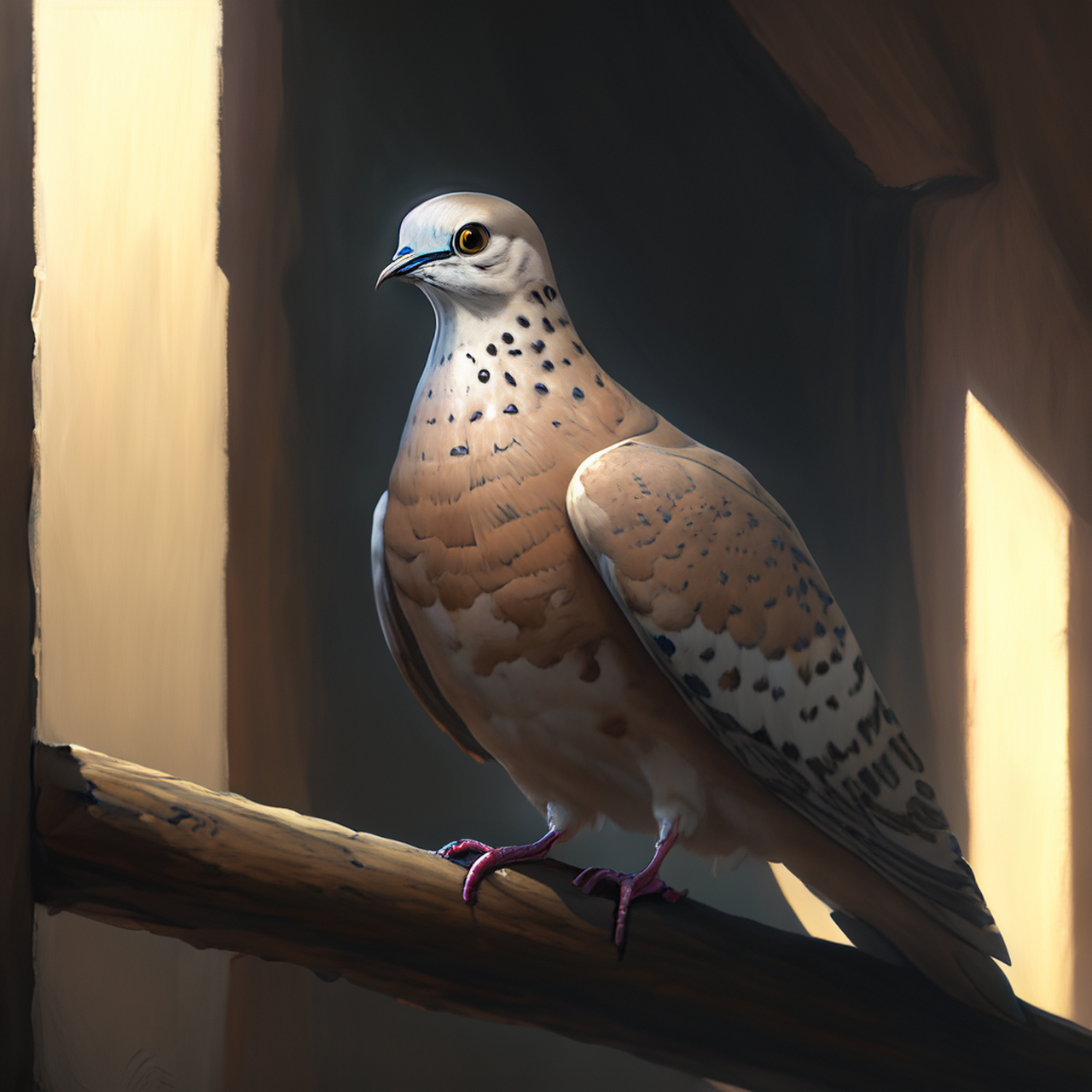 油画体积光,概念艺术,檐牙丛簊碧,墙隙两鸠斑.高清