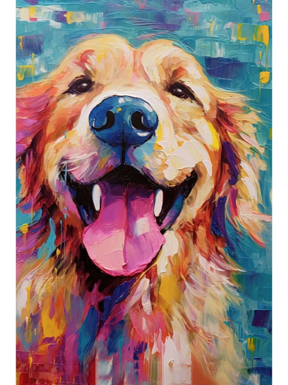 水粉画金毛  这是一只快乐的金毛犬,性格非常温顺和体贴.