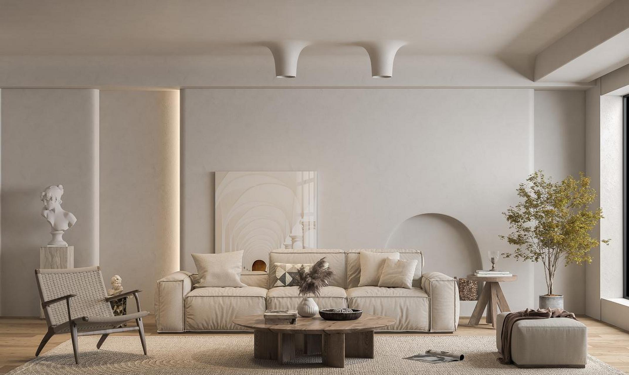 侘寂风客厅设计案例分享.  你喜欢这样的装修吗?喜欢点个赞吧.