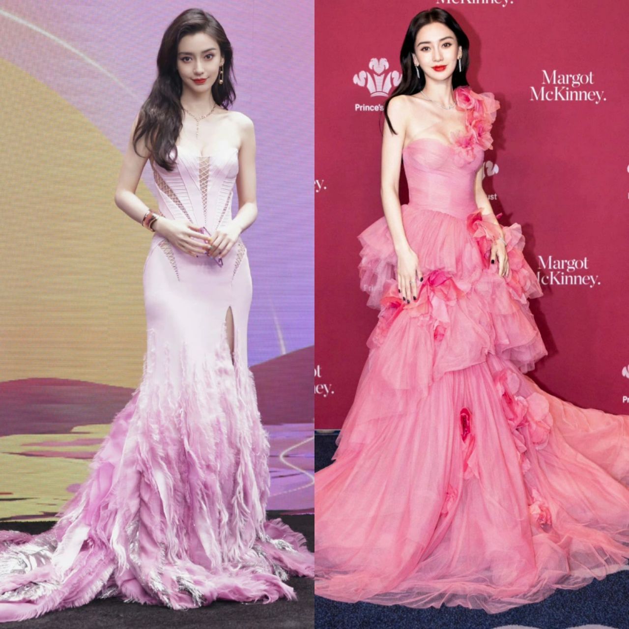 angelababy穿粉色裙好美好仙,一整个爱住了 纽约的那个和gq的那个真的