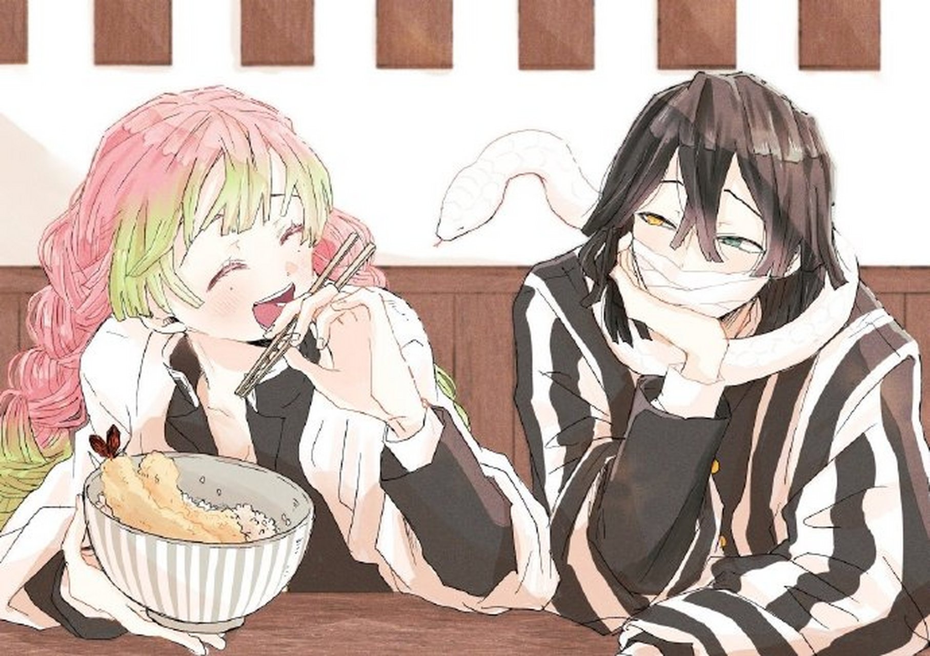 鬼灭之刃# 喜欢看蛇柱和恋柱发糖,只是动漫里这样的日常太少了.