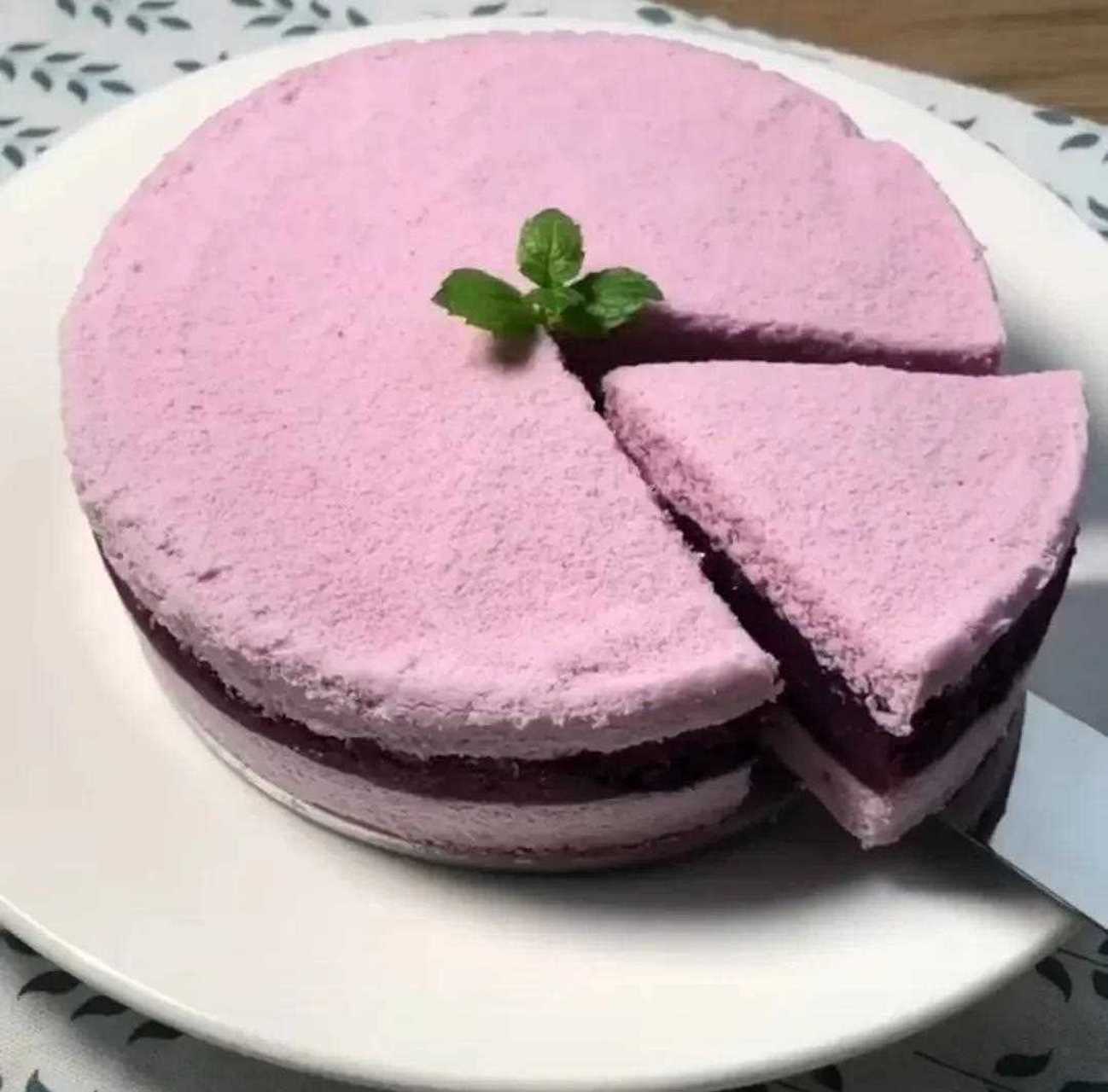 美食篇——紫薯松糕[绿丝带] 学会做这道蛋糕,以后过生日自己也可以做