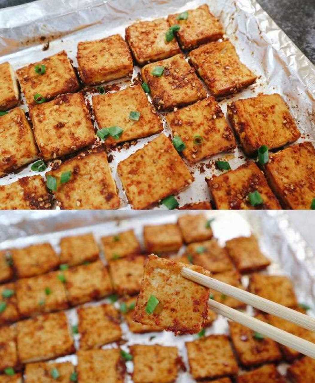 【烤箱版铁板烤豆腐】好吃热.量低[咒骂] 想吃了铁板豆腐了!