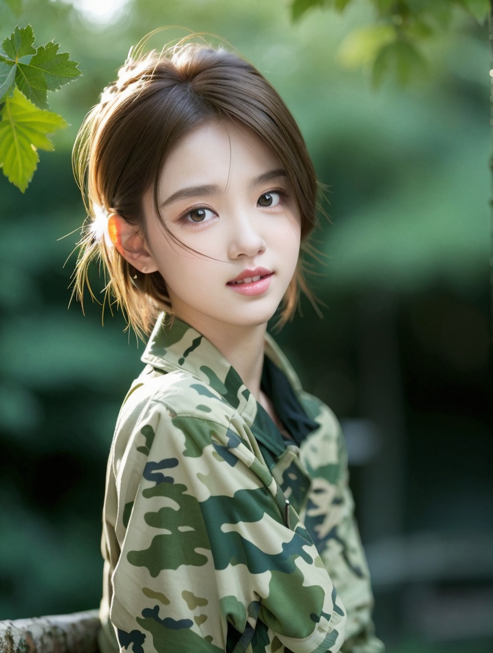 长得好看穿啥都好看[给力] #美女# #气质美女# #迷彩服# #清纯甜美