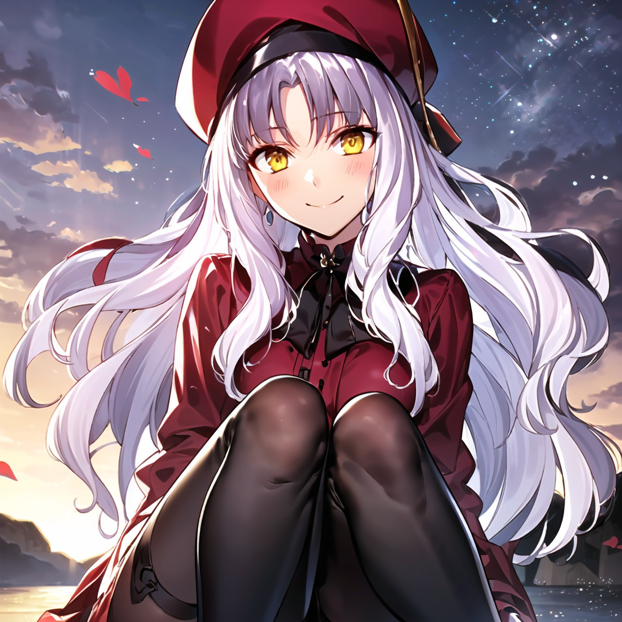 白发红衣少女