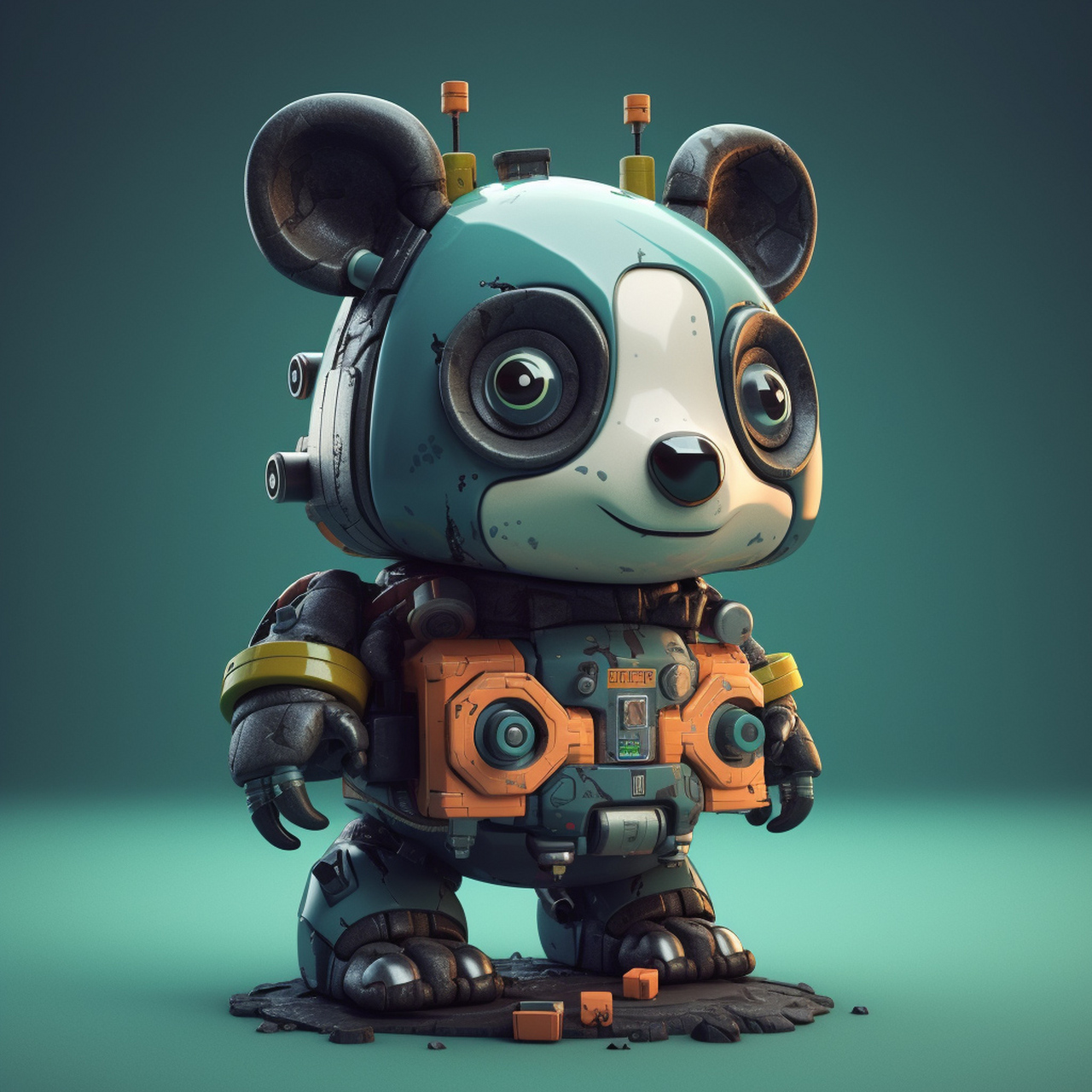 ai创作卡通风格的熊猫.可爱的卡通风格的熊猫,结合了变形金刚风格和超