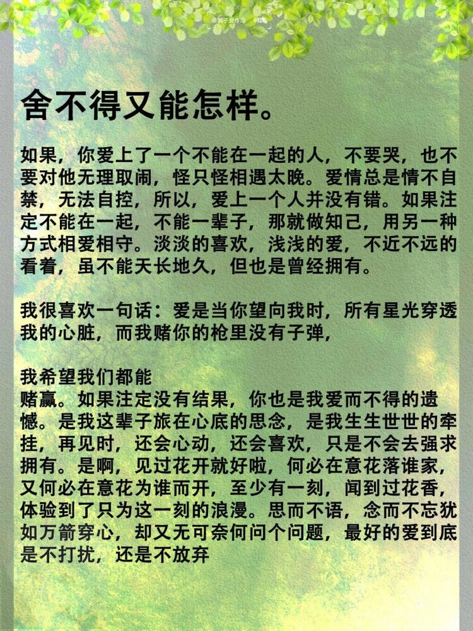 有时候,我们舍不得放手,舍不得离开,舍不得忘记