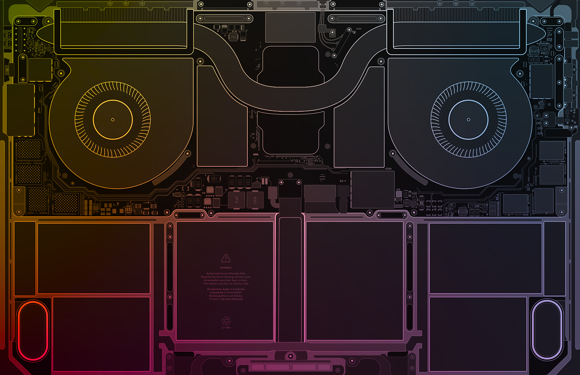 来一组根据苹果mac book pro 2021内部结构图制作的壁纸图集,电脑