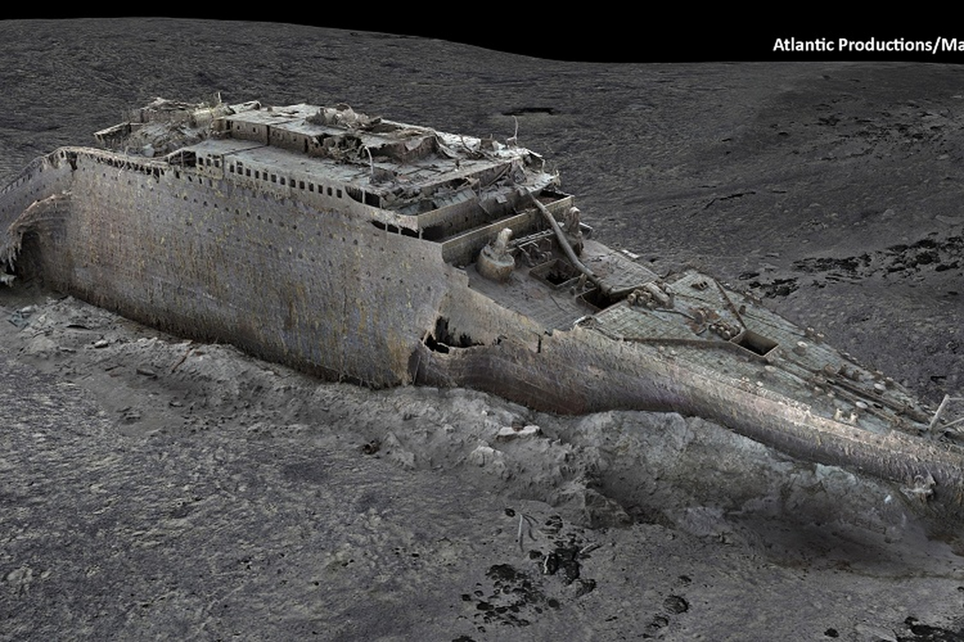 泰坦尼克号残骸扫描  「泰坦尼克号」沉船残骸的数字扫描3d影像.