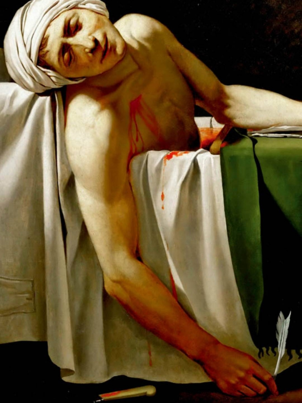 每日一画 大卫:马拉之死 在浴室被温和保皇派支持者夏绿蒂·科黛杀害