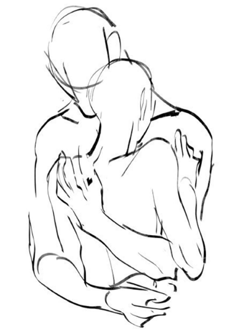 情侣拥抱模板  情侣拥抱是一种常见的情感表达方式,也是绘画和插画中