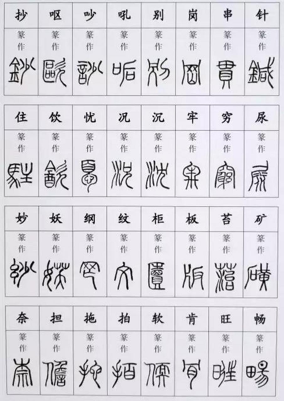 篆书3500常用字对照表图片