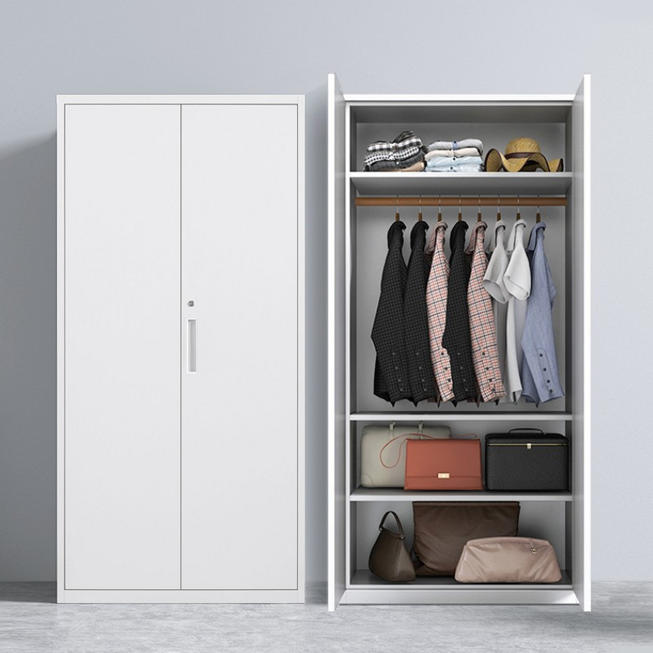 洛克菲勒钢制家用组合衣柜阳台储物柜收纳柜杂物柜置物柜宿舍铁皮柜子