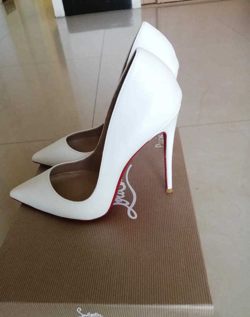白色尖头红底高跟鞋,12cm高跟优雅高贵大方