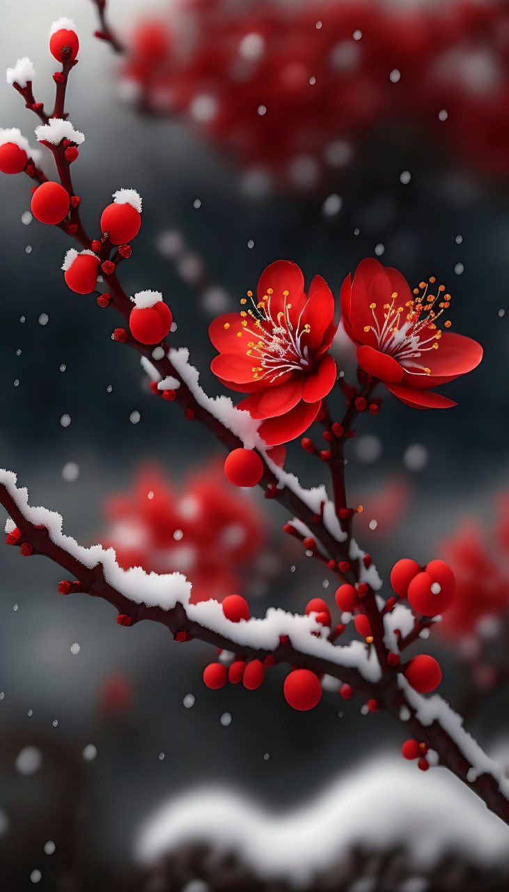 想象一下,漫天飘雪中,一树树繁茂的梅花盛开,那画面该