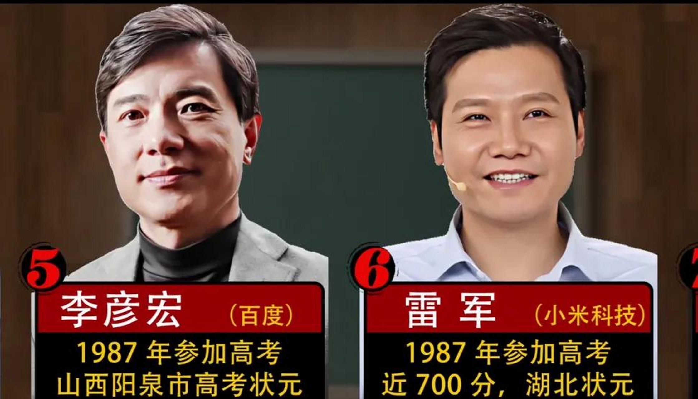 gif创作人# 中国商界十位精英高考分数及录取学校!