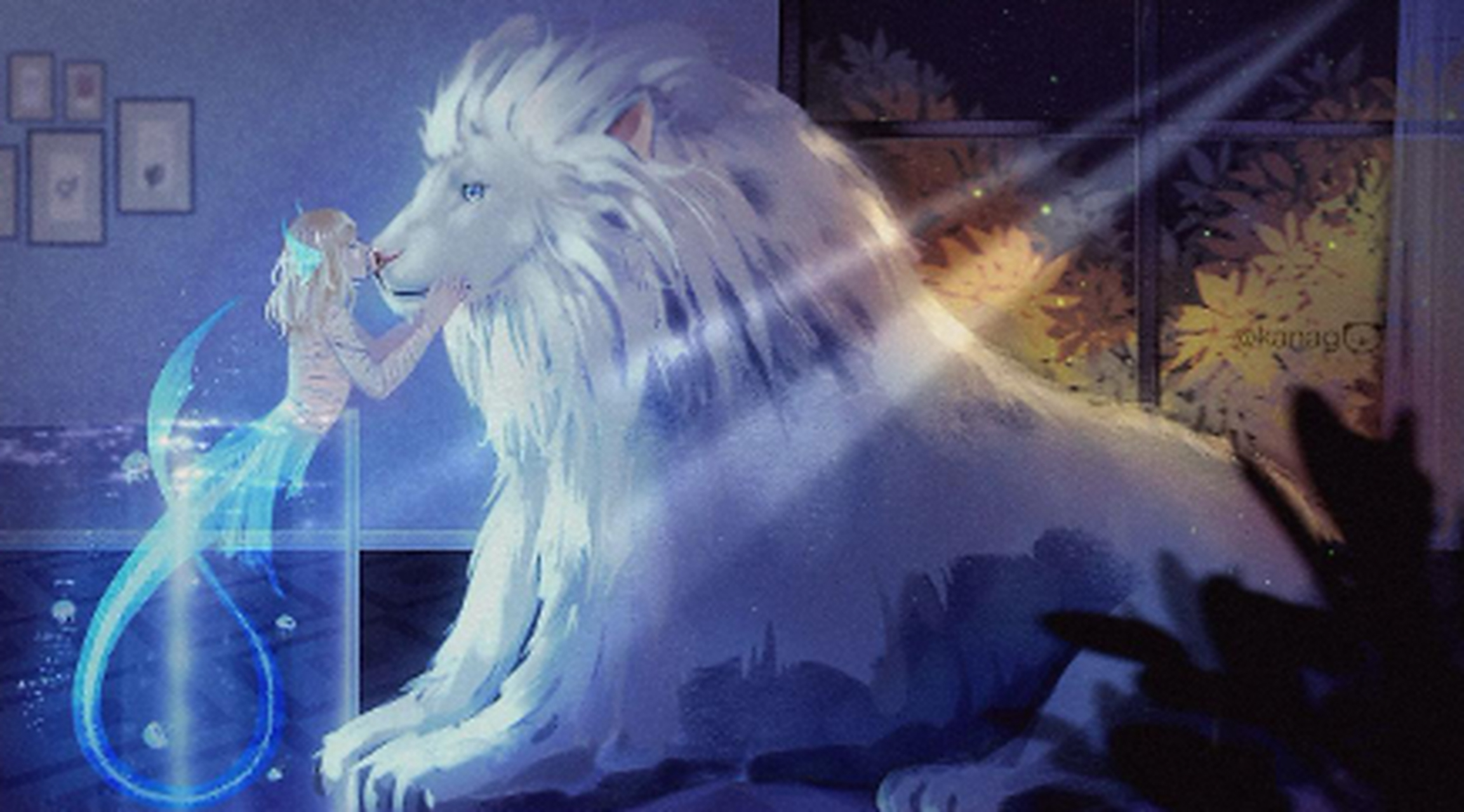 人鱼陷落# "白狮因为有一只小小的老婆而高兴" wb画师:墨家小跟班