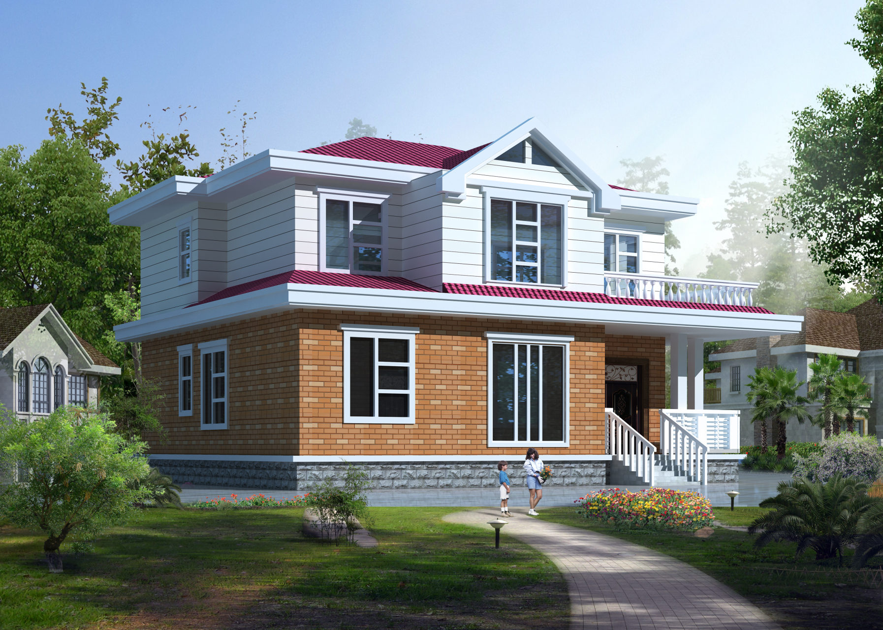 江西上饶农村自建房别墅设计案例赏析【cjl0138】 本款为两层别墅