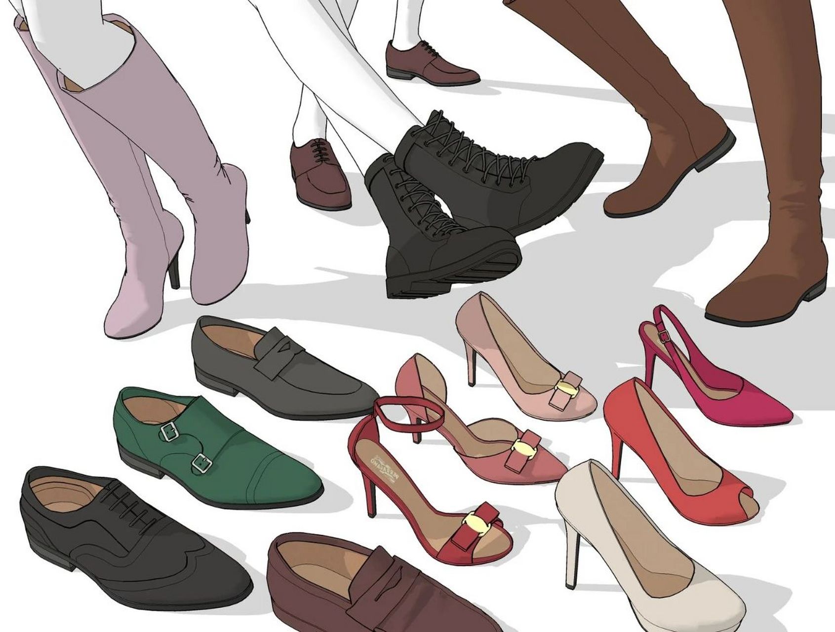 鞋子绘制素材