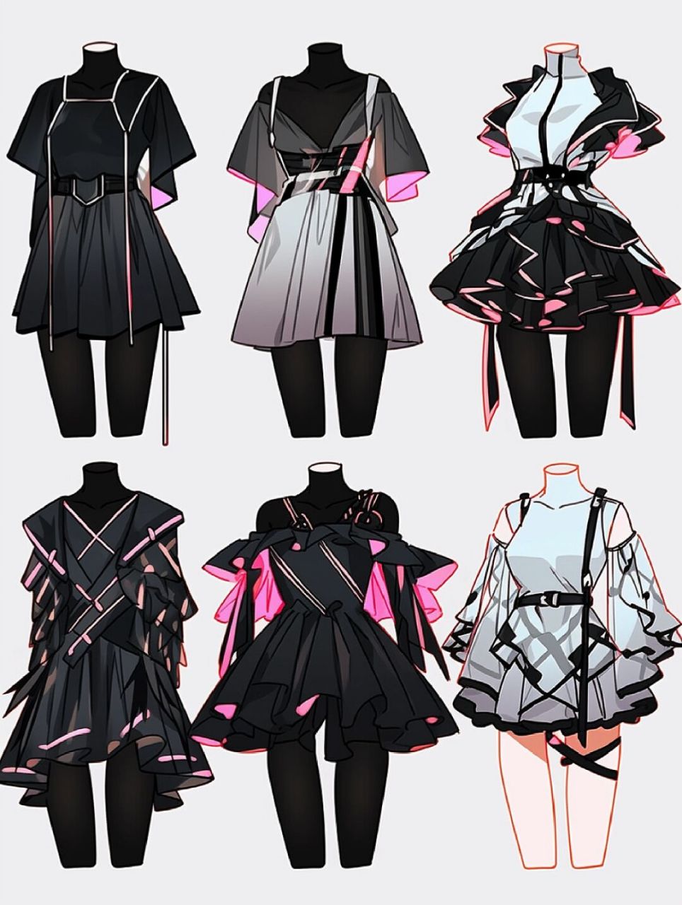 服装设计展示效果图,赛博朋克风系列