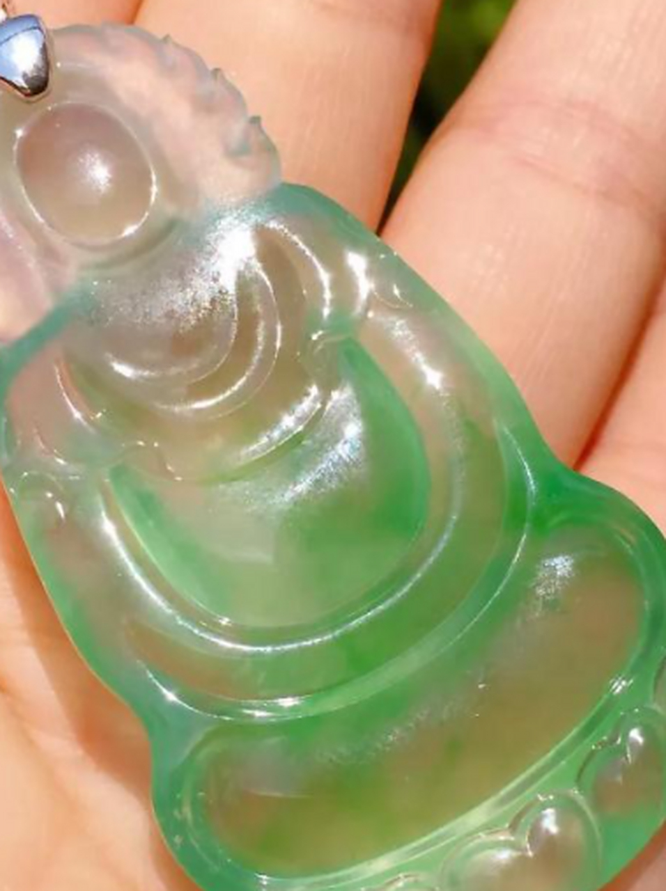 翡翠挂件##点击头像看直播# 【大日如来】老坑种翠色 完美 厚装 ,加