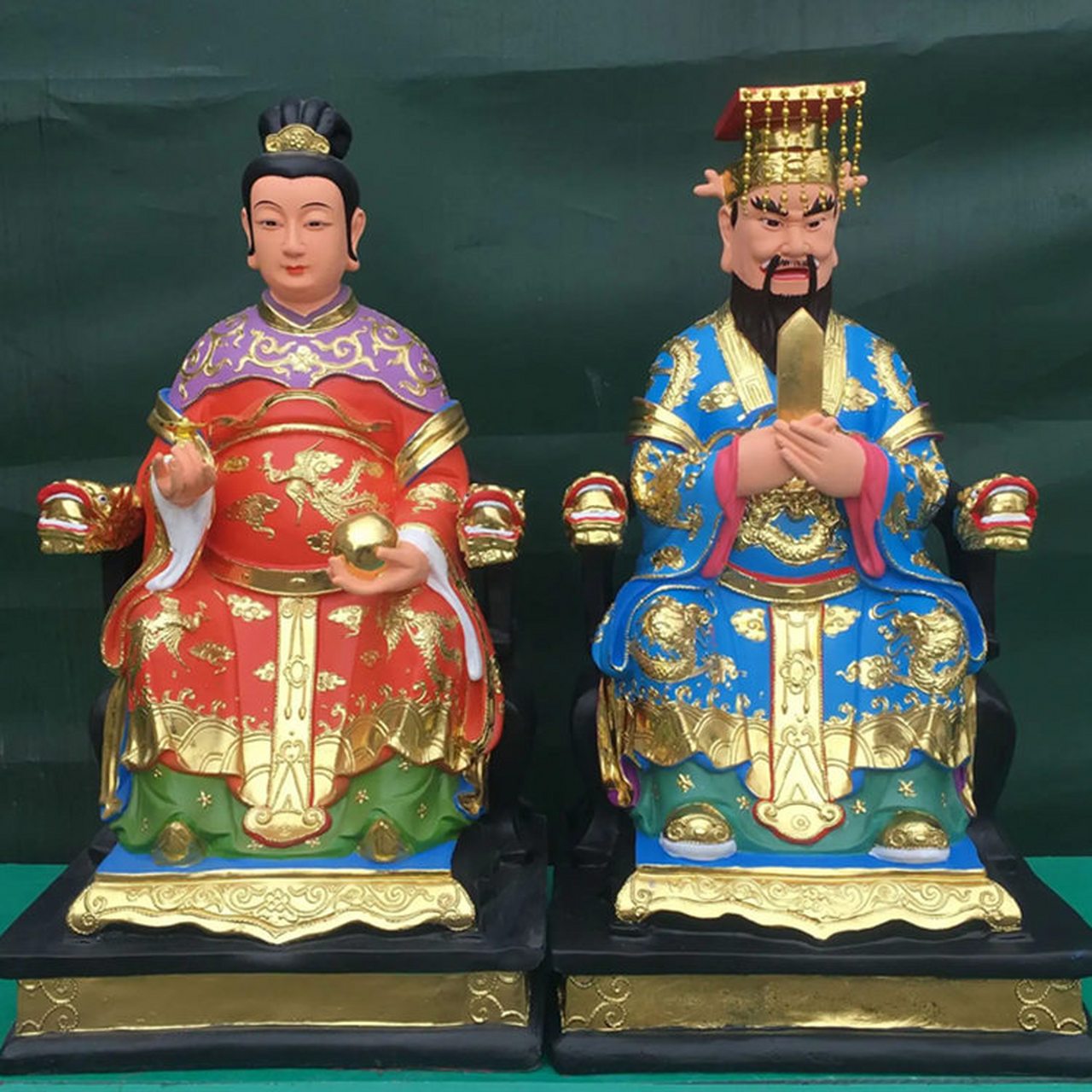 定制四海龙王铜佛像 纯铜东海龙王神像 龙王庙供奉铜龙王龙母神像摆件