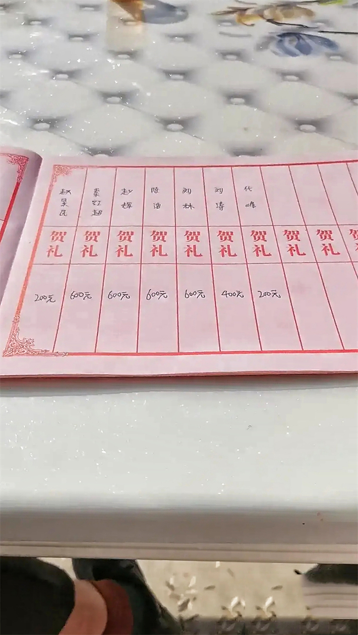 凡用这种礼薄,就要有讲究,用毛笔写的.