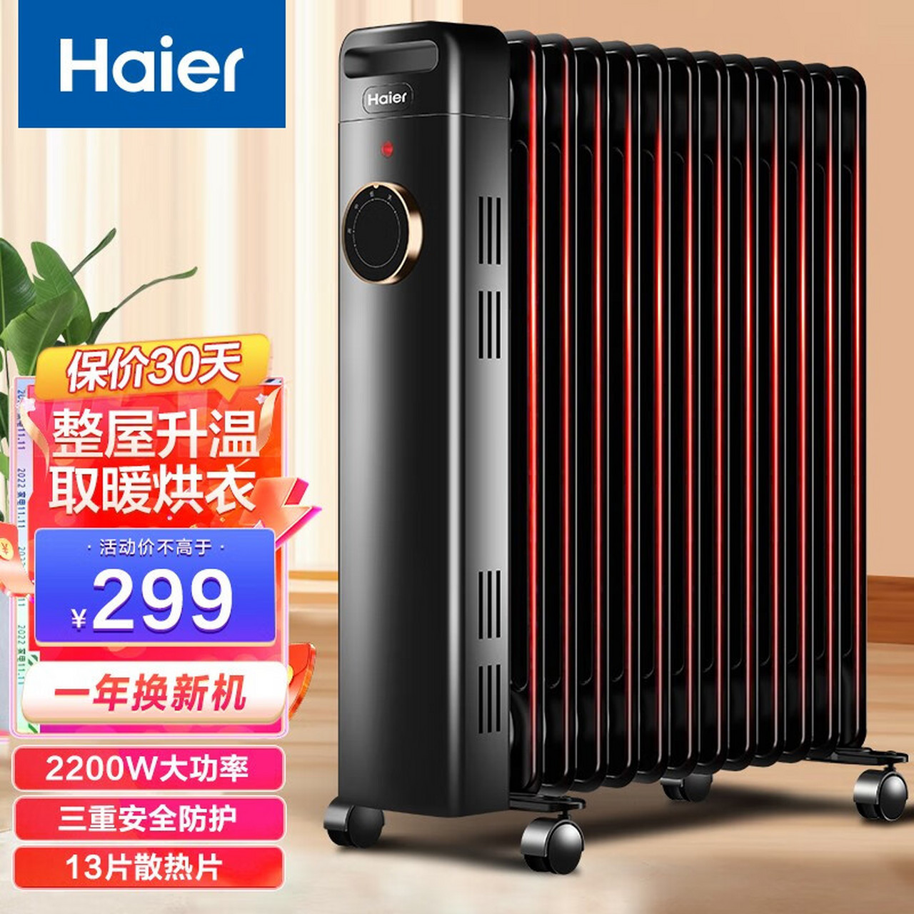 家用卧室客厅电暖器片13片加宽油丁轻音节能浴室防烫电暖气片移动地暖