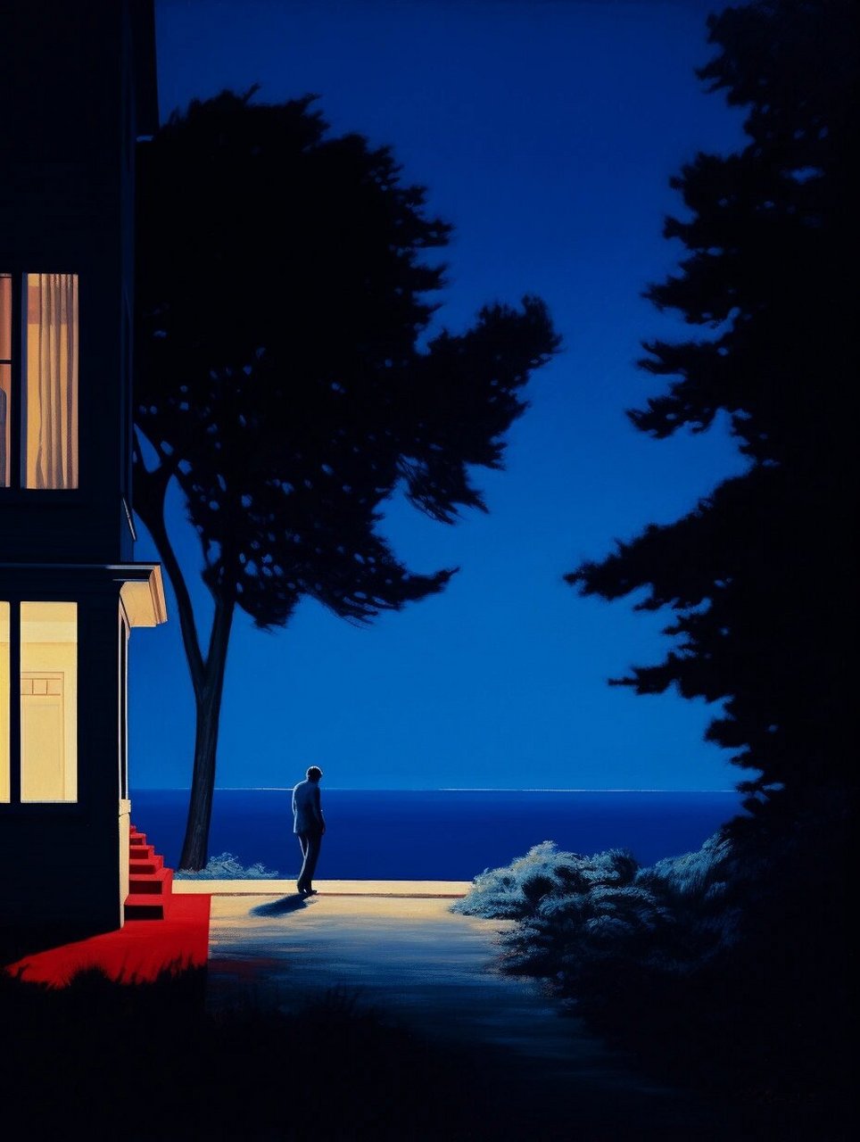 克莱因蓝的夏夜  | 当霍普走进这抹蓝93  爱德华·霍普的画作中
