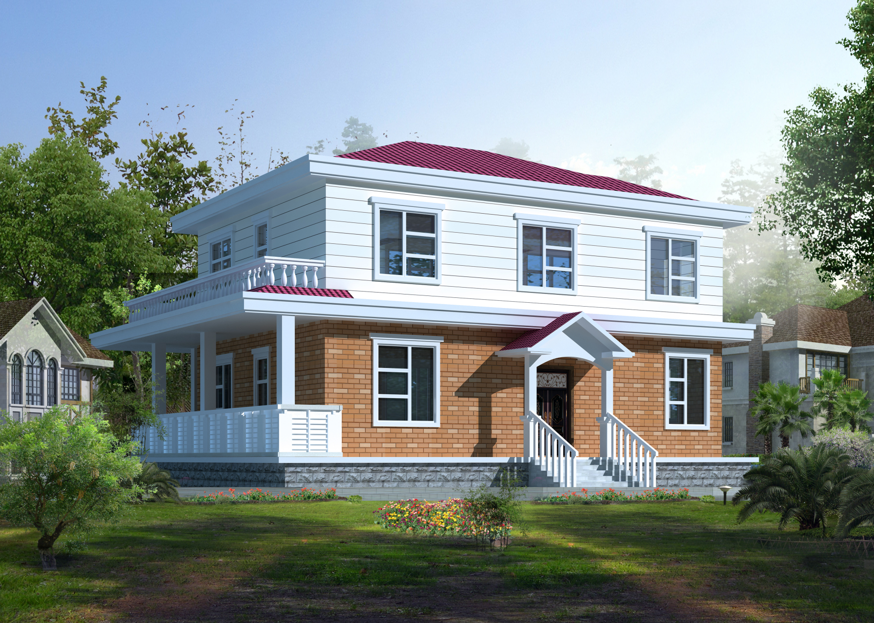 江西上饶农村自建房别墅设计案例赏析【cjl0138】 本款为两层别墅