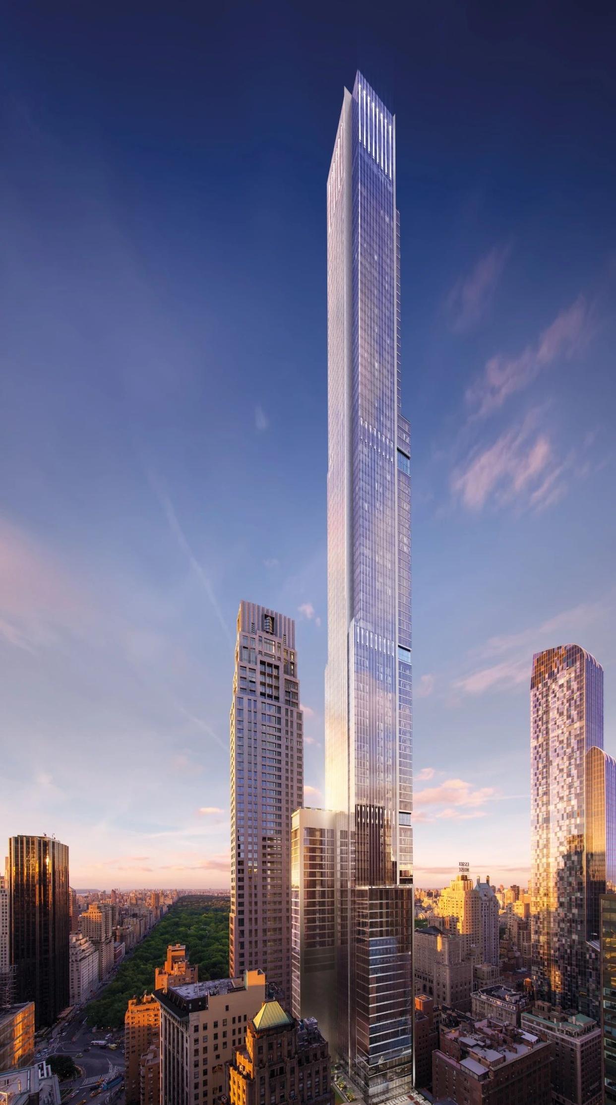 该建筑立面由玻璃和钢材组成,楼身纤细,而且可以最大限度地实现全景