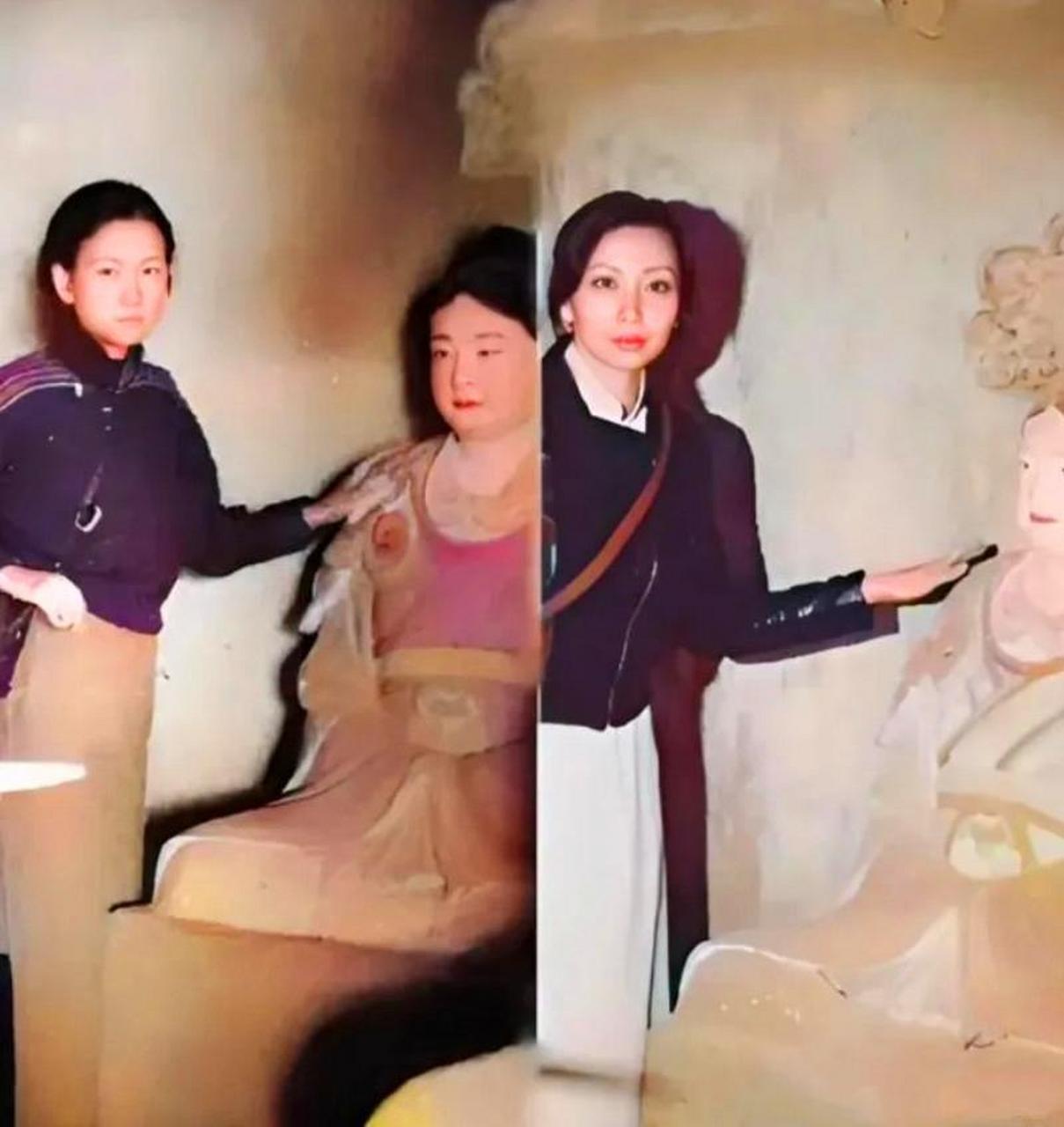 1937年6月,林徽因在佛光寺东殿与"女弟子宁公遇"合影.