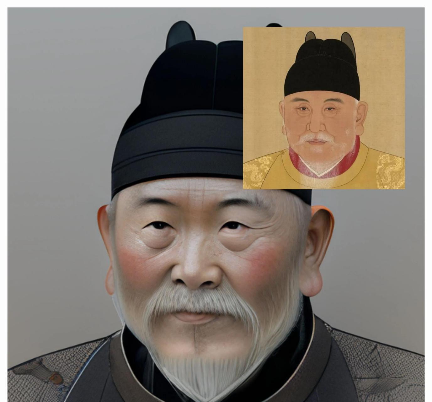 老年朱元璋复原,复原原稿为现藏于台北故宫博物院的《大明太祖高皇帝