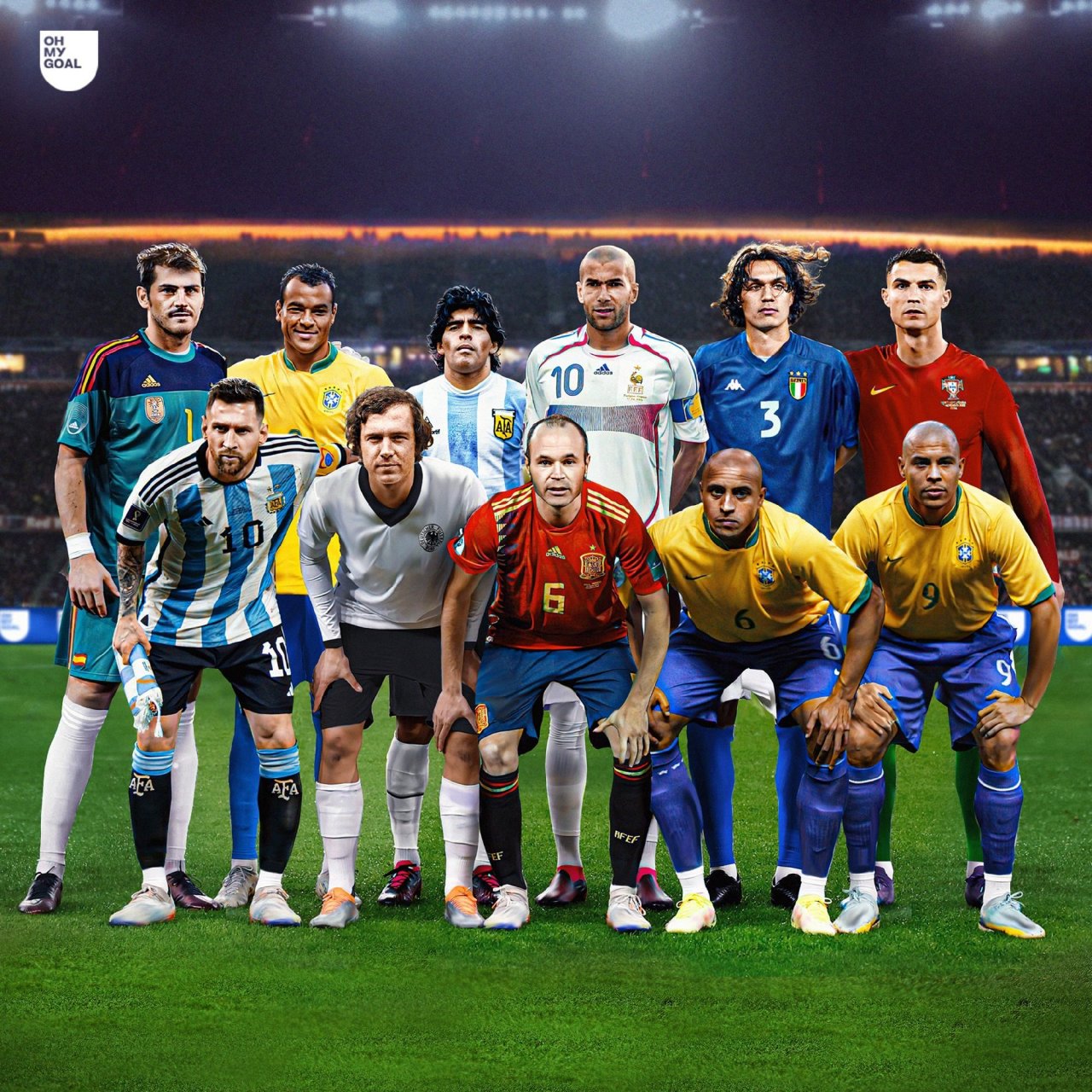 足坛最伟大球星阵容 这个阵容打欧冠曼城皇马拜仁能赢吗?