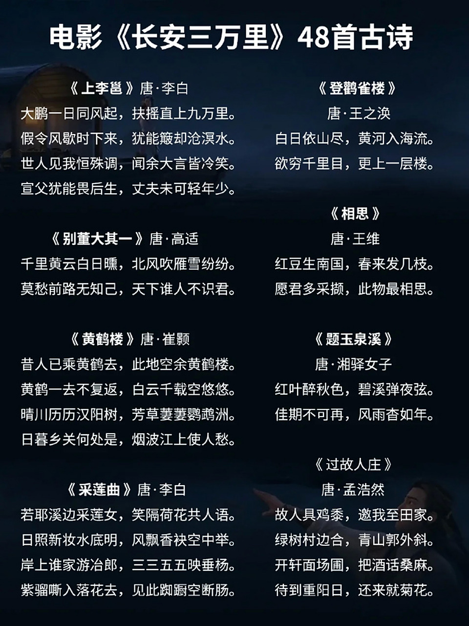 《长安三万里》里的48首古诗 676767#长安三万里# #古诗