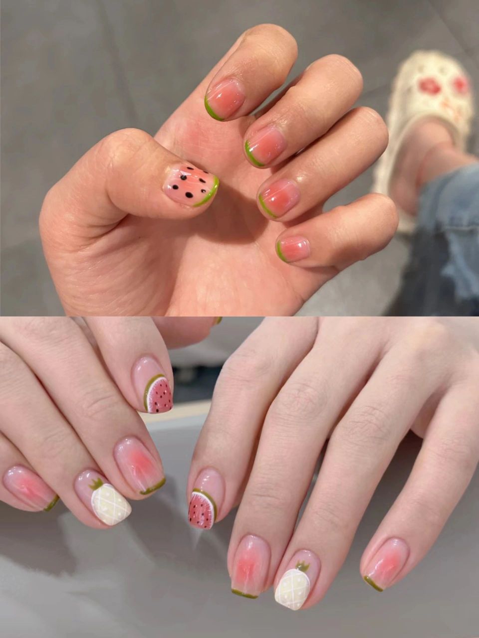 夏日冰镇西瓜 西瓜味的夏天 西瓜美甲 #吃了甜食会开心 #西瓜美甲