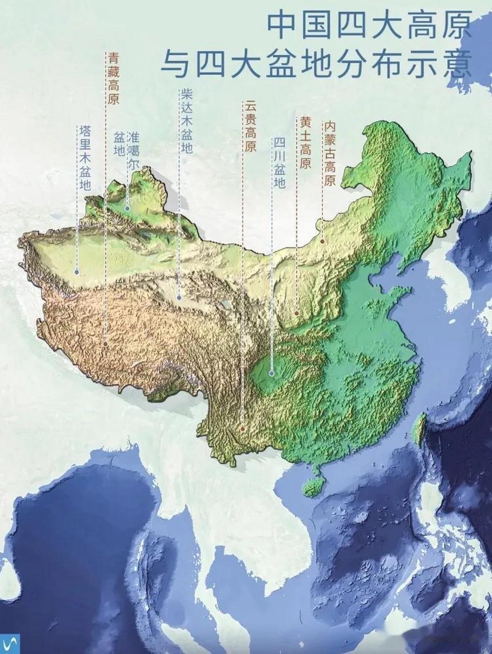 我国高原,盆地,平原及油气区分布示意图,论地形,地貌的多样性及油气