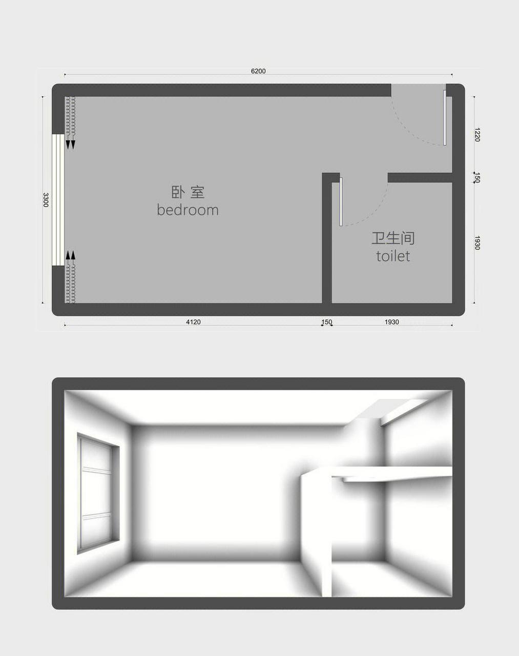 卧室带卫生间平面图图片