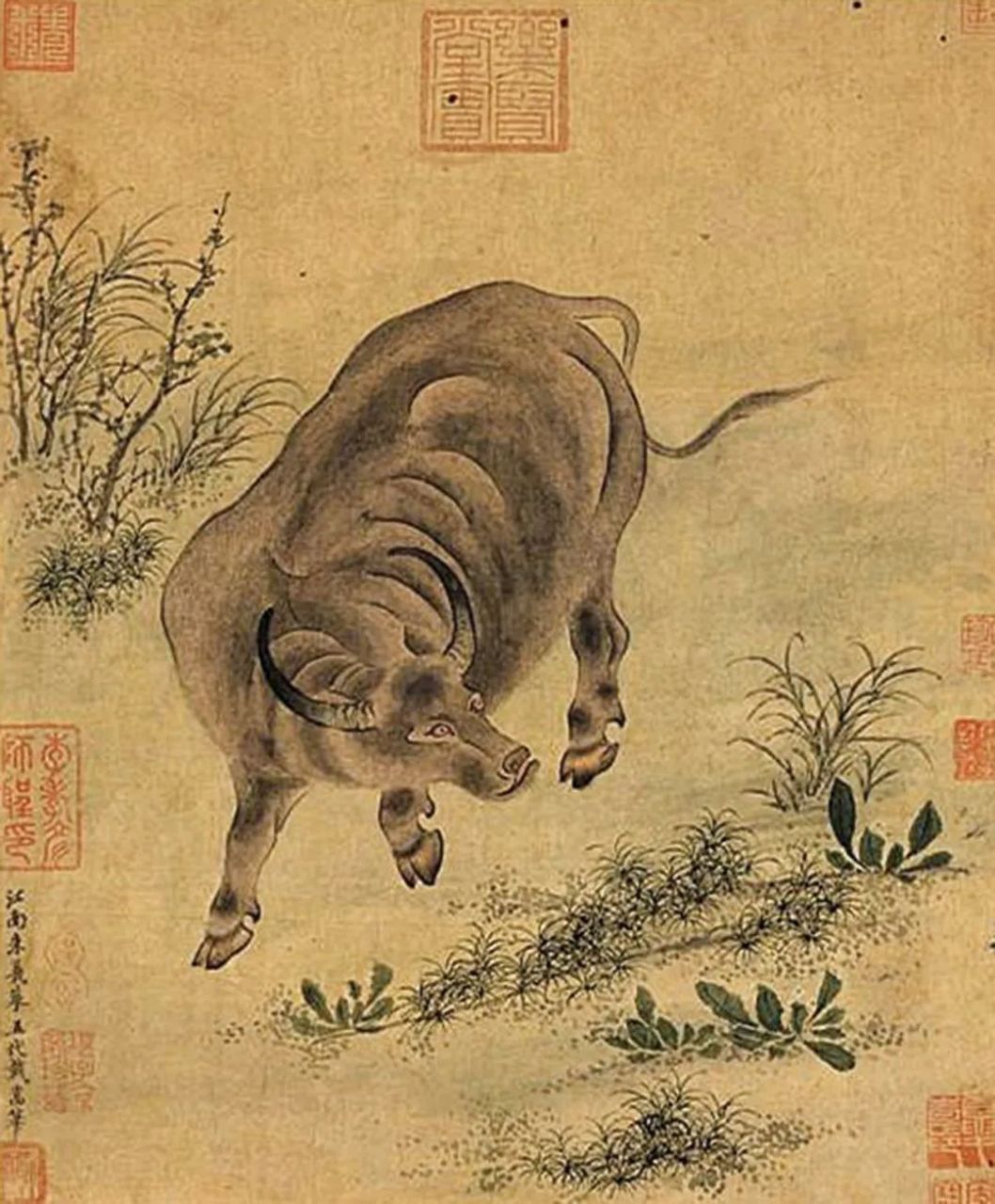 戴嵩在当时以画牛著称,他的画牛和韩干的画马都很著名,合称"韩马戴
