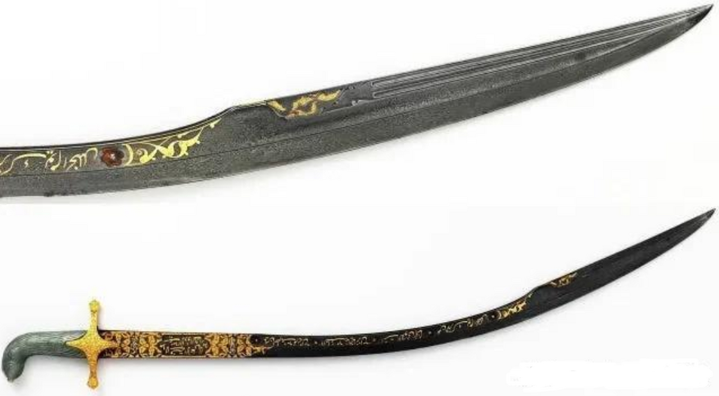 土耳其 kilich(军刀)来自 1700 年代的大马士革钢,黄金,纽约大都会