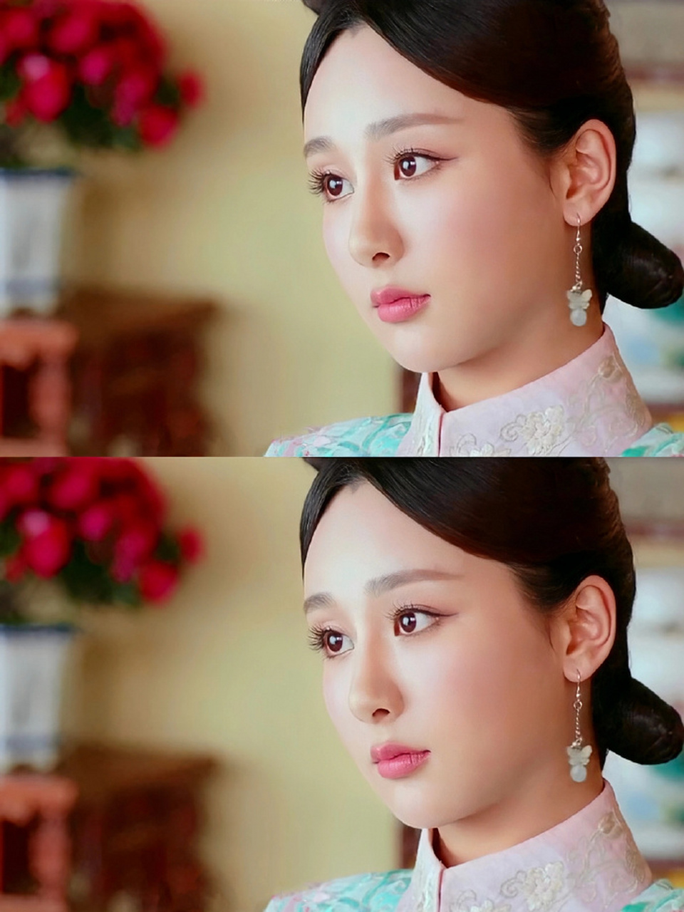 以前流行的一字眉 现在看真的很奇怪 原来杨紫一直这么美 虽然以前的