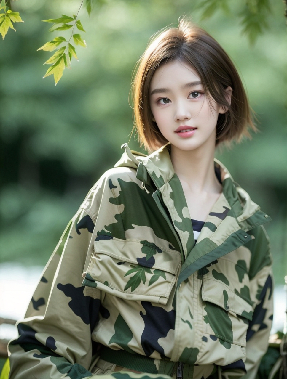 长得好看穿啥都好看[给力] #美女# #气质美女# #迷彩服# #清纯甜美