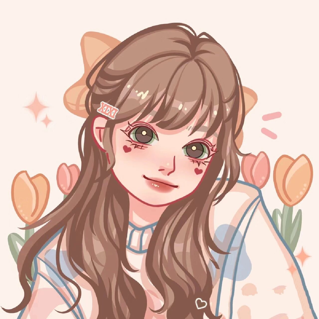 黄色系卡通头像来了!	 "第一张双马尾好可爱.绝绝子~_~!      "