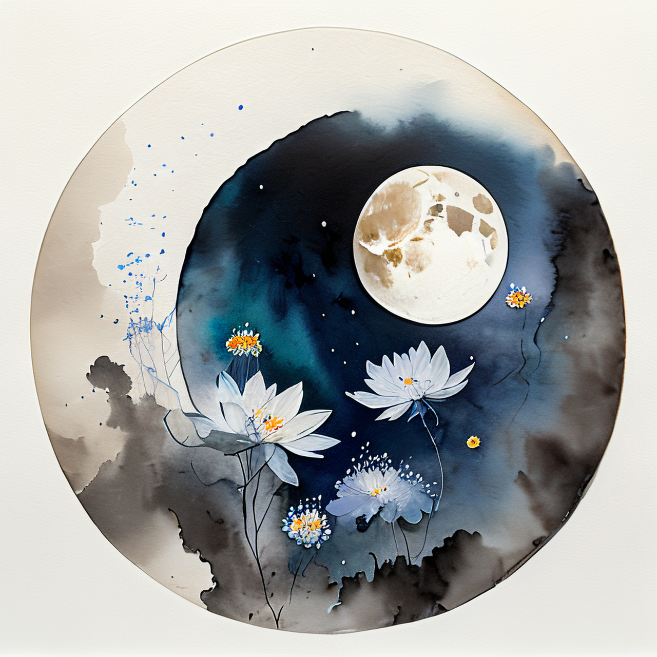 花未全开月未圆,看花候月思依然.清远,中国风,画风#百度ai绘图黑科技