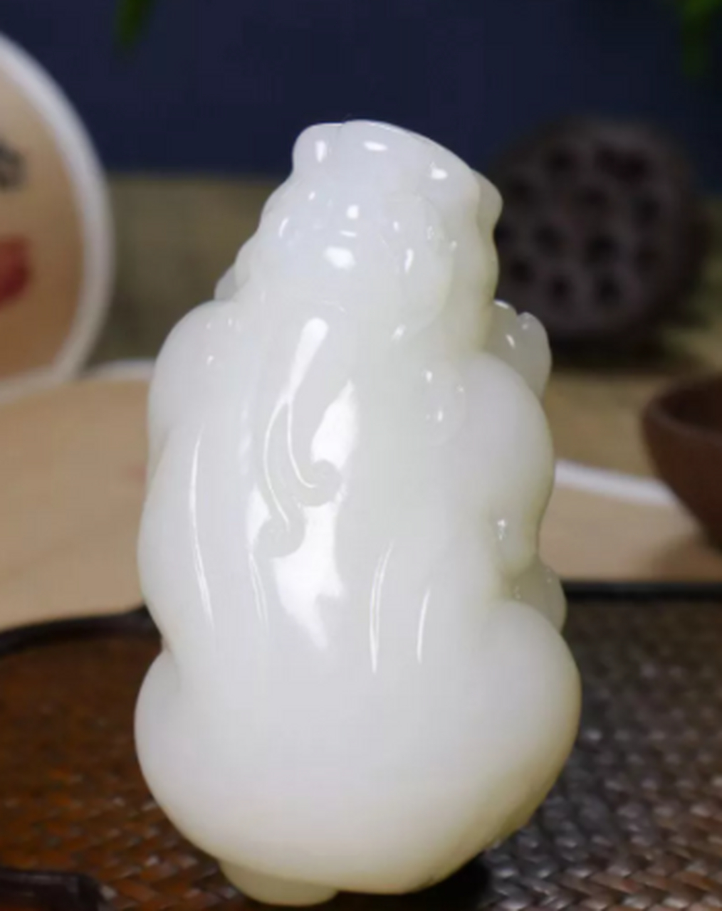 点击头像看直播##和田玉# 〔招财貔貅61羊脂白玉〕白润如脂,温和