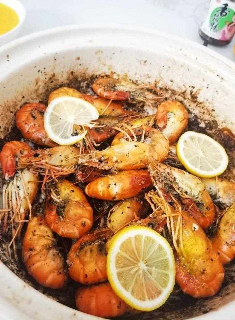 绝对的低卡无油的台湾胡椒虾[ok] 用料  罗氏虾1斤黑胡椒克白胡椒克