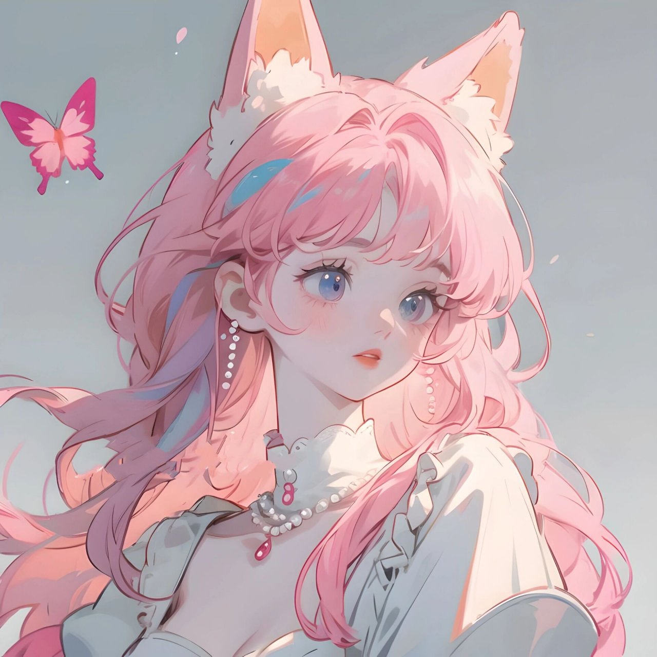 浅粉色小狐狸拟人	浅粉色小狐狸拟人