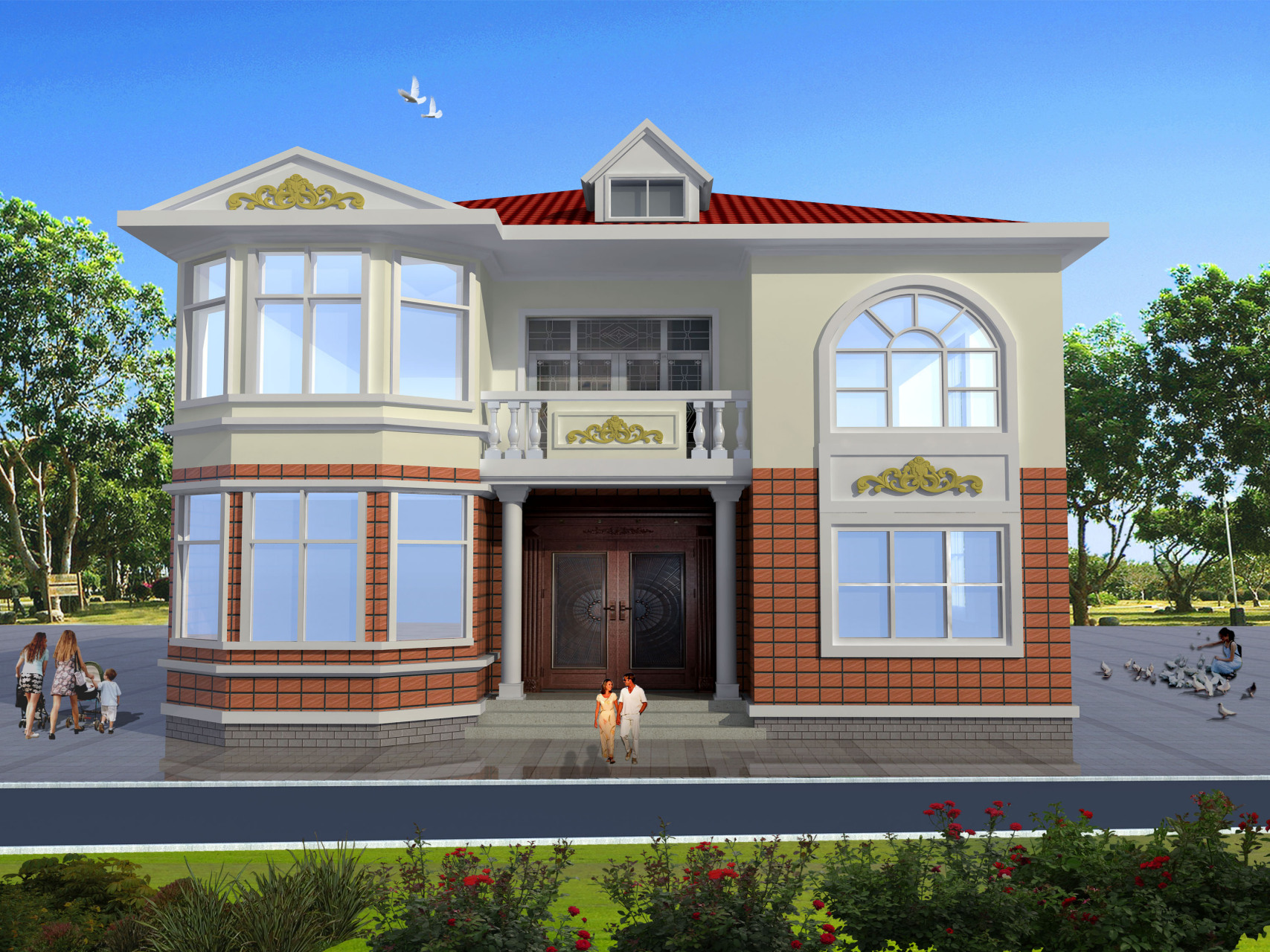 江苏泰兴农村自建房别墅设计案例【cjl0169】,开间12.24米,进深11.