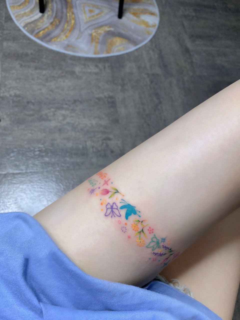 ✨ 腿环也可以小清新又富有意义	"其实这已经是我的第三个纹身了