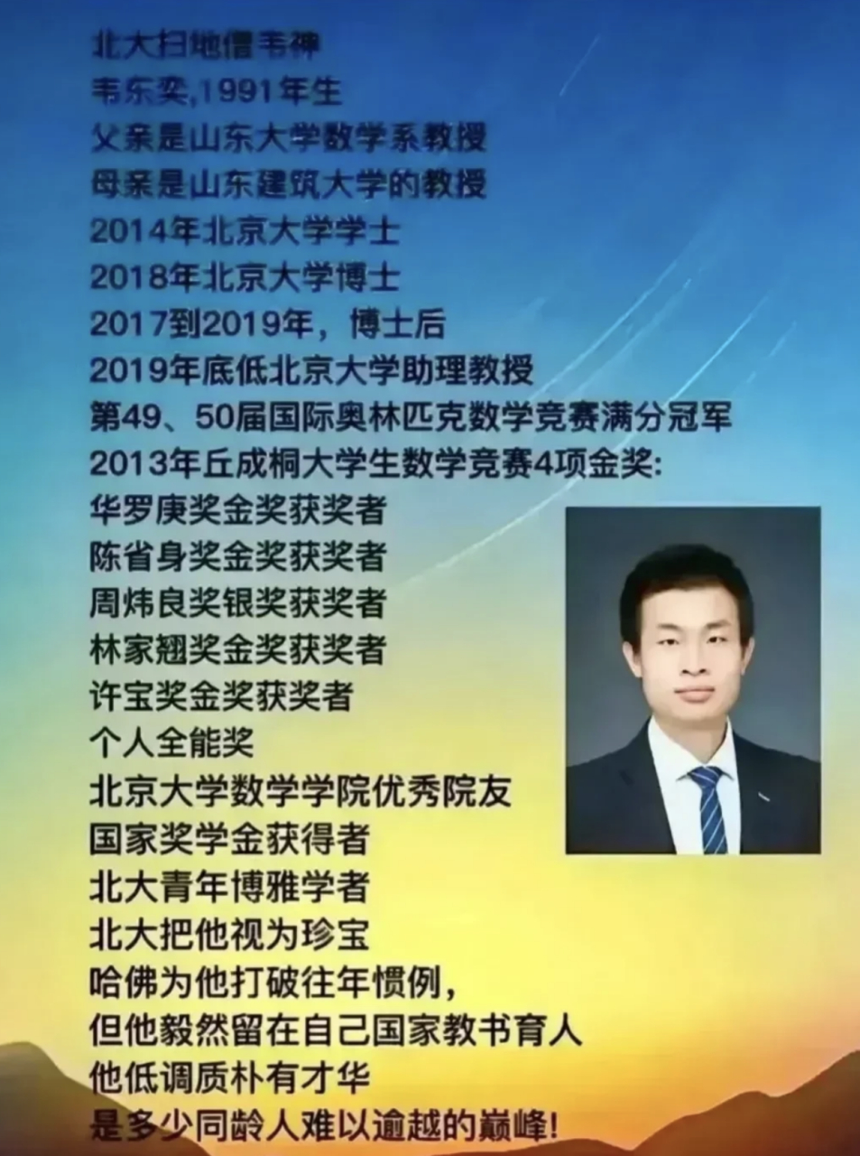 这是北大韦神的简历,果然是成果满满.